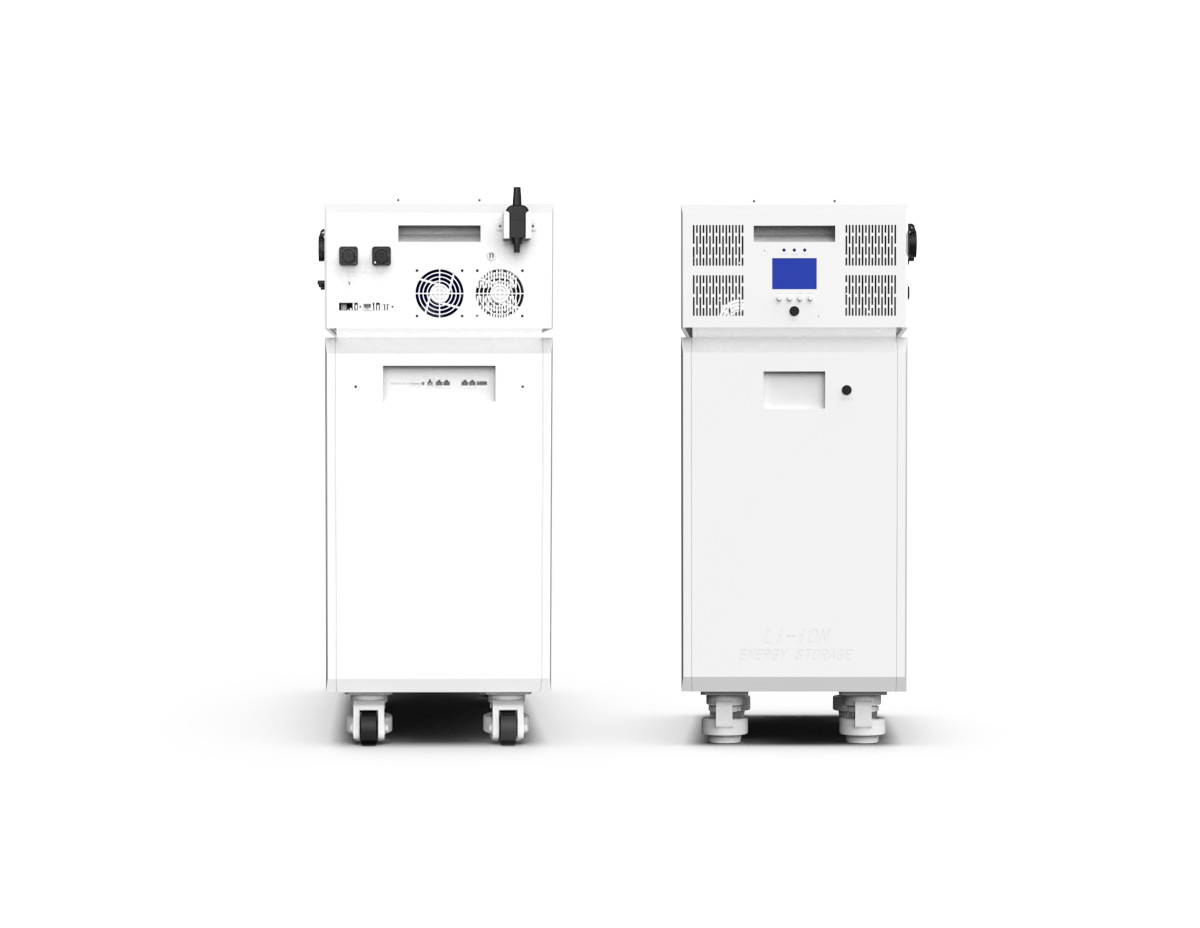 32kWh 51.2V 628Ah Wheeled LiFePO4 All-in-One Built-in 12kW Inverter PCS side (Rayworld RHM51628A)